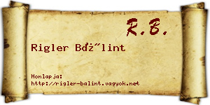 Rigler Bálint névjegykártya