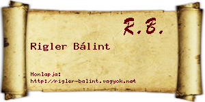 Rigler Bálint névjegykártya